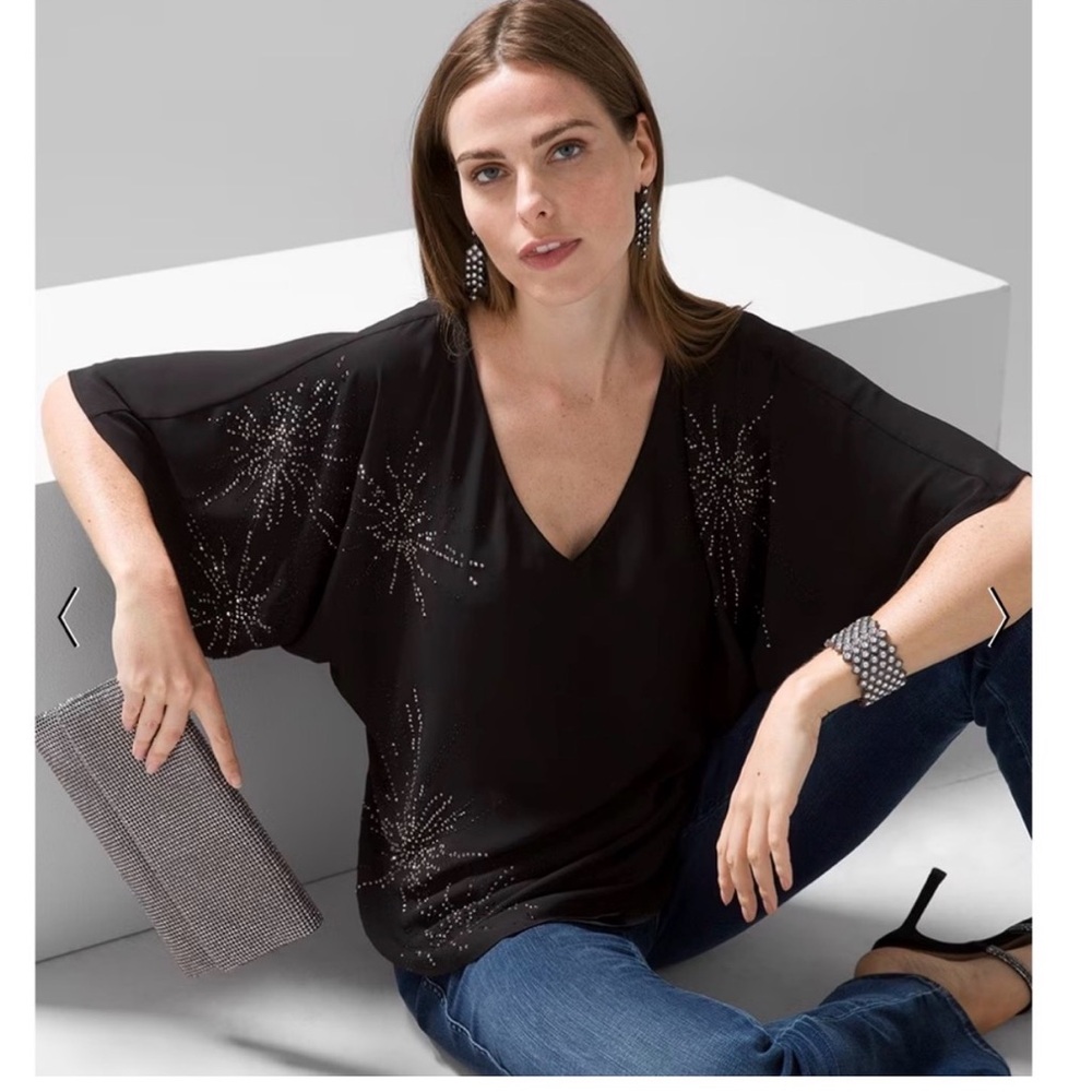 White House Black Market embellished blouse